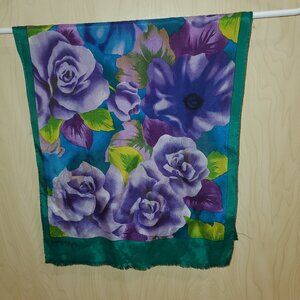Vintage Floral Silk Rectangle Scarf